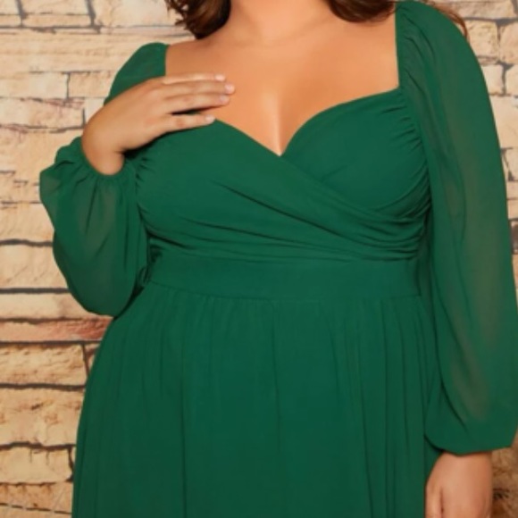 Luxe plus party bridesmaids wedding prom evening sweetheart neck satin dress - Picture 5 of 8